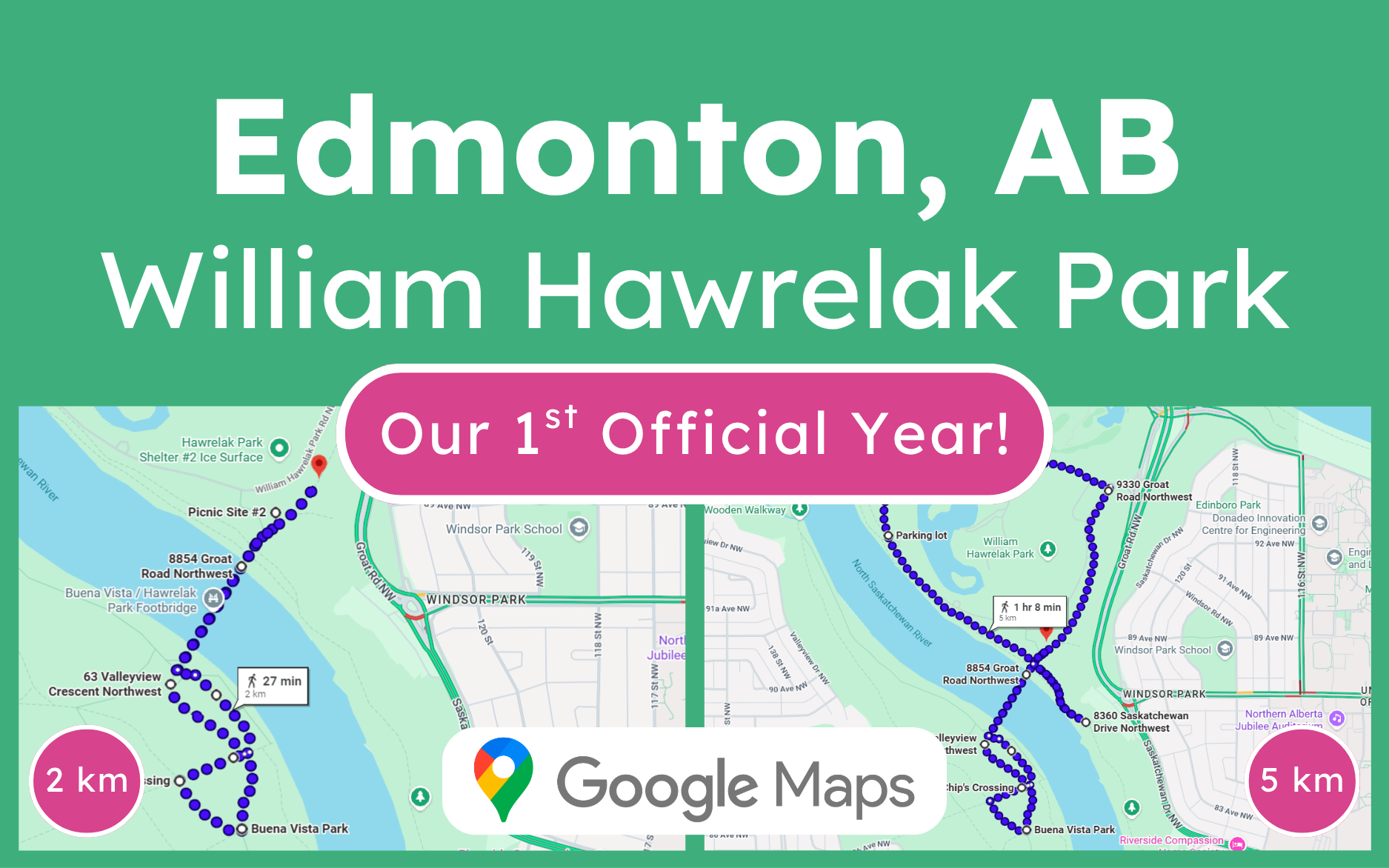 William Hawrelak Park, Edmonton, AB Steppin' Out for PANS PANDAS 2026 2 & 5 km walk routes